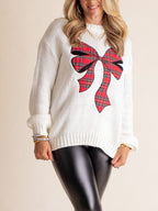 Women's Plaid Bow Sweater