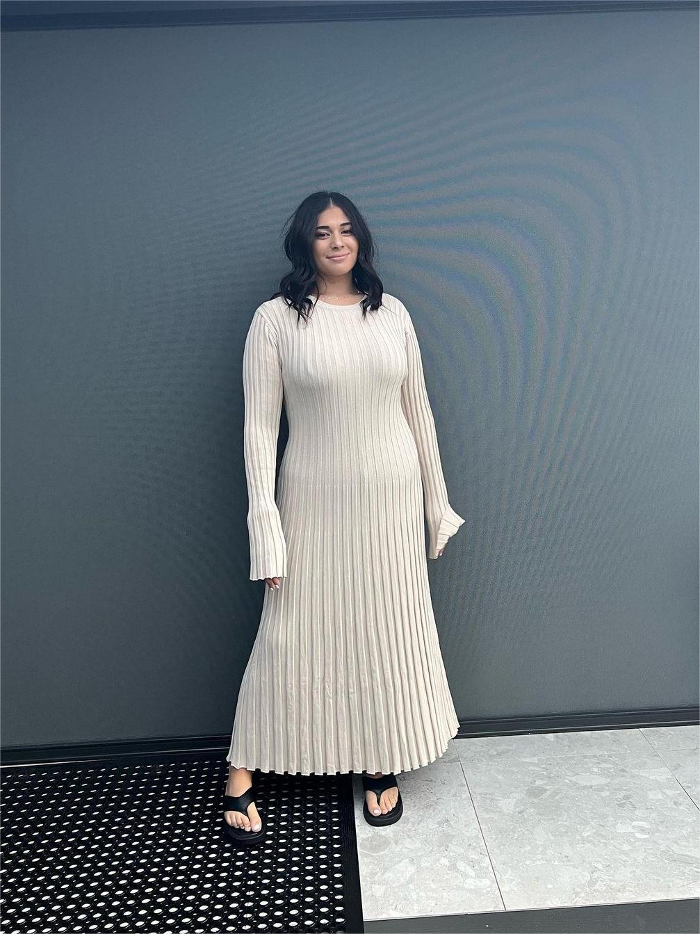 Fall New Sleeved Knit Midi Dress