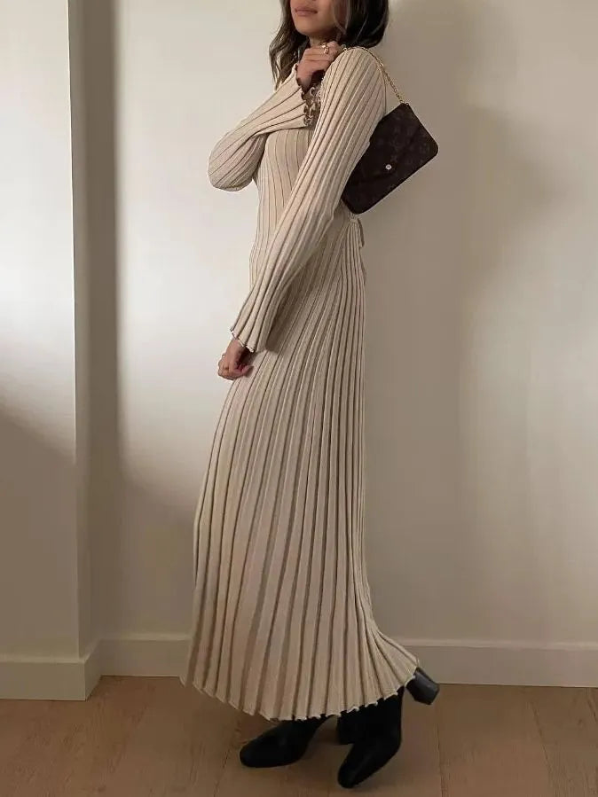 Fall New Sleeved Knit Midi Dress
