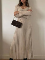 Fall New Sleeved Knit Midi Dress