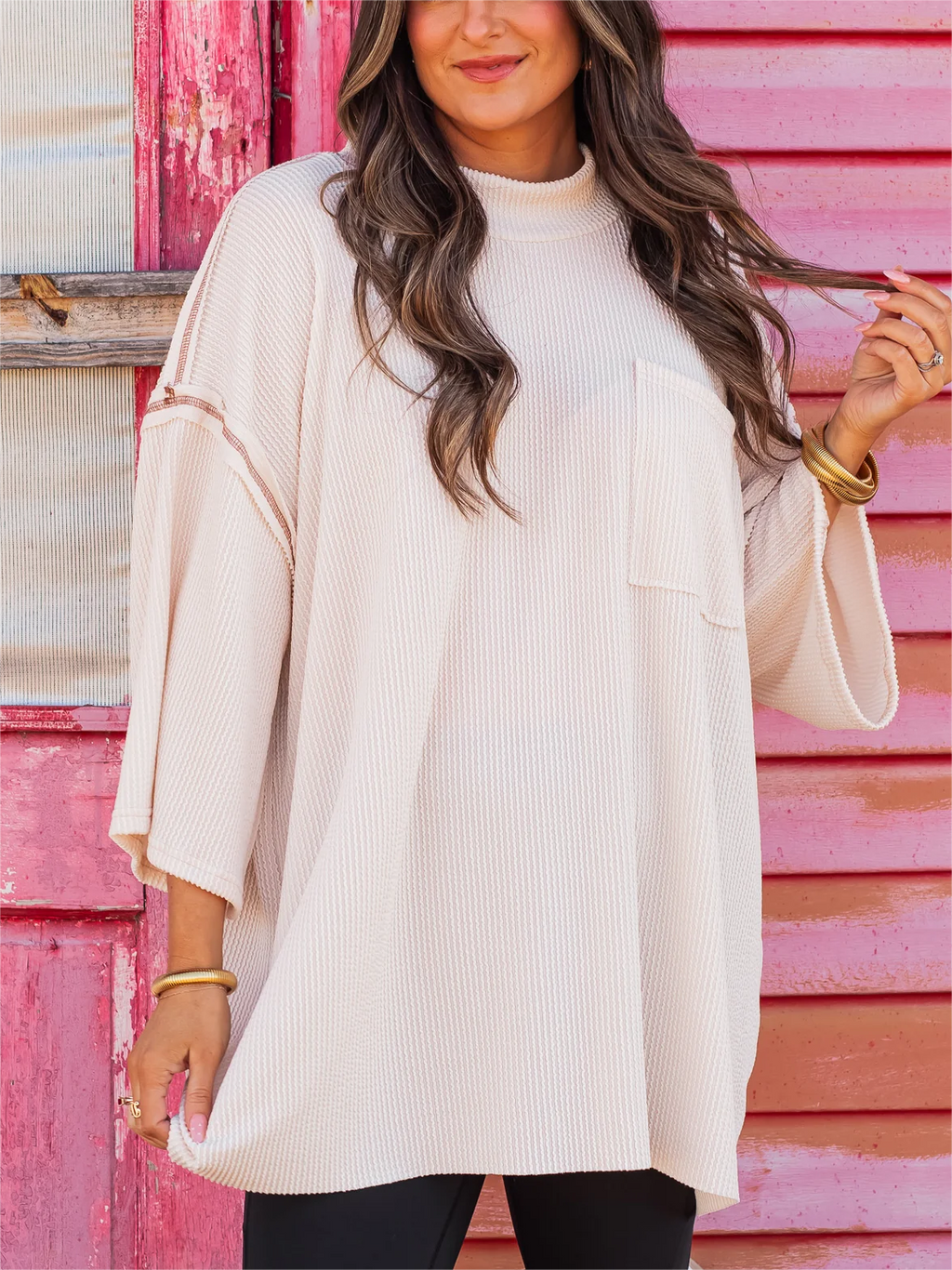 Oversize High Neck Urban Ribbed Tunic