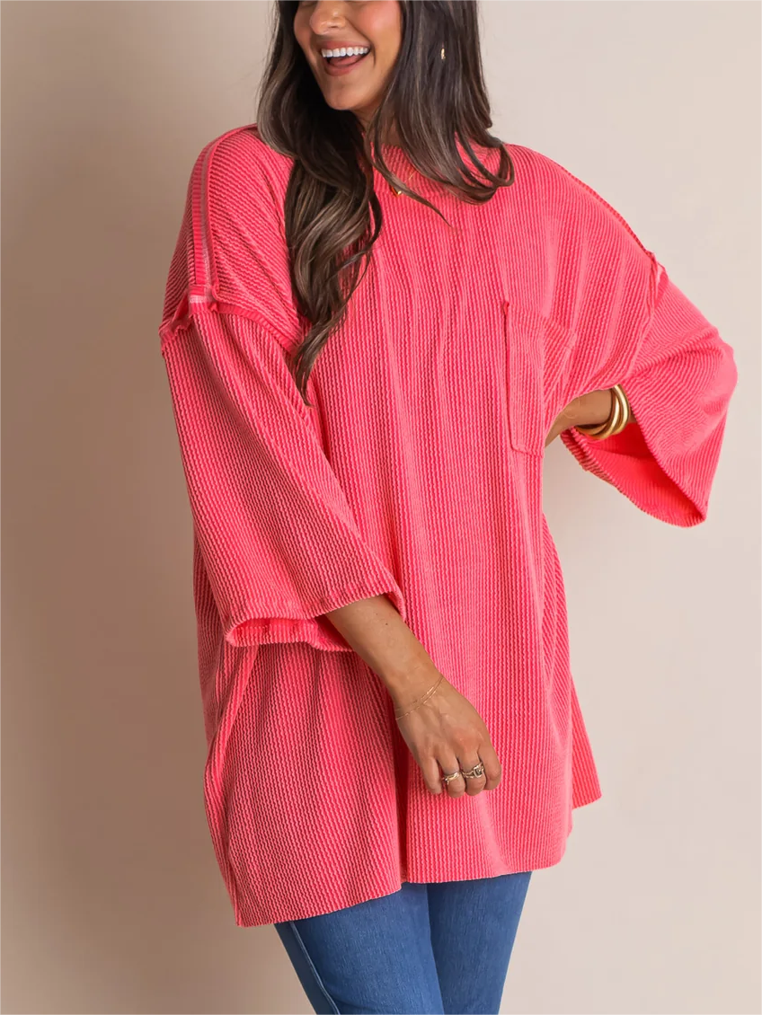 Oversize High Neck Urban Ribbed Tunic