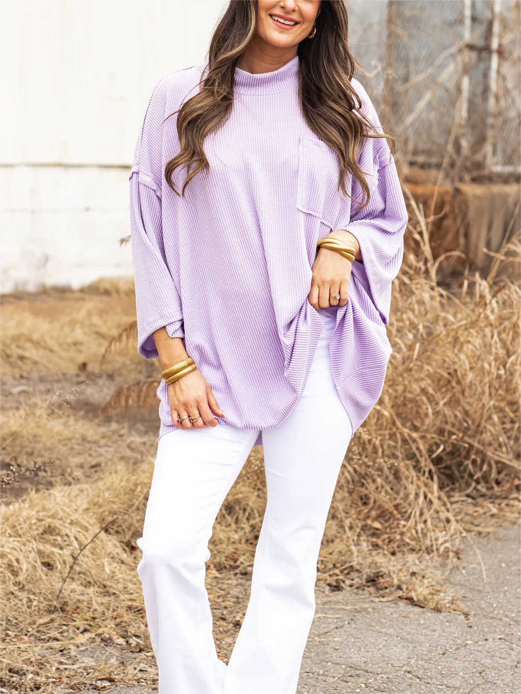 Oversize High Neck Urban Ribbed Tunic