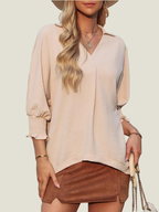 Women's Casual 3/4 Sleeve V Neck Basic Tops