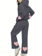Women's Heart Patch Hoodie Set