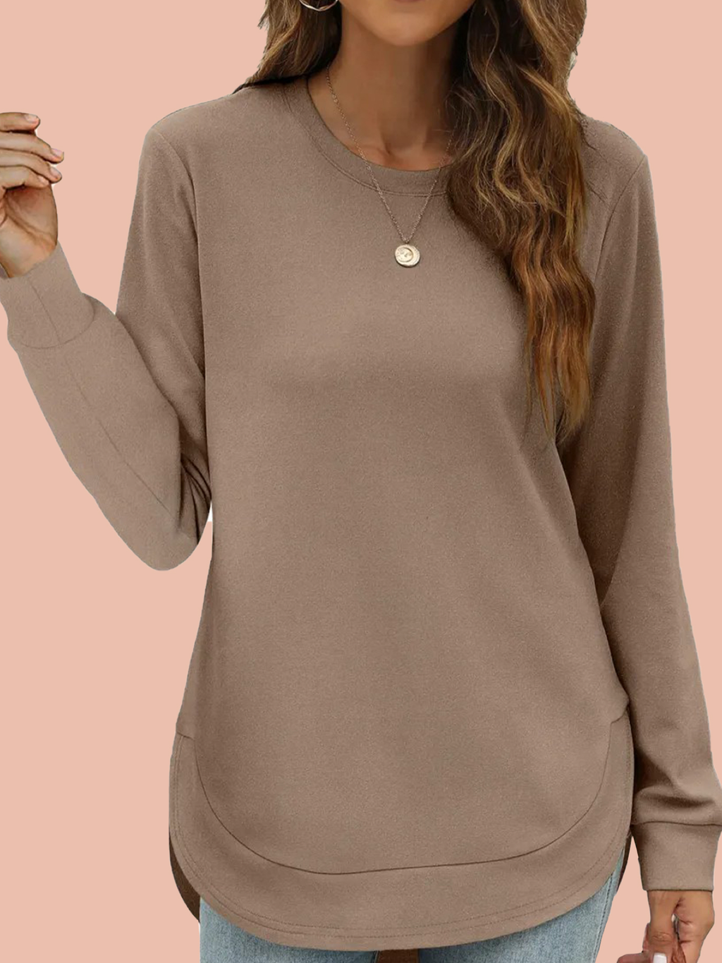 Women's High Low Curved Hem Tops