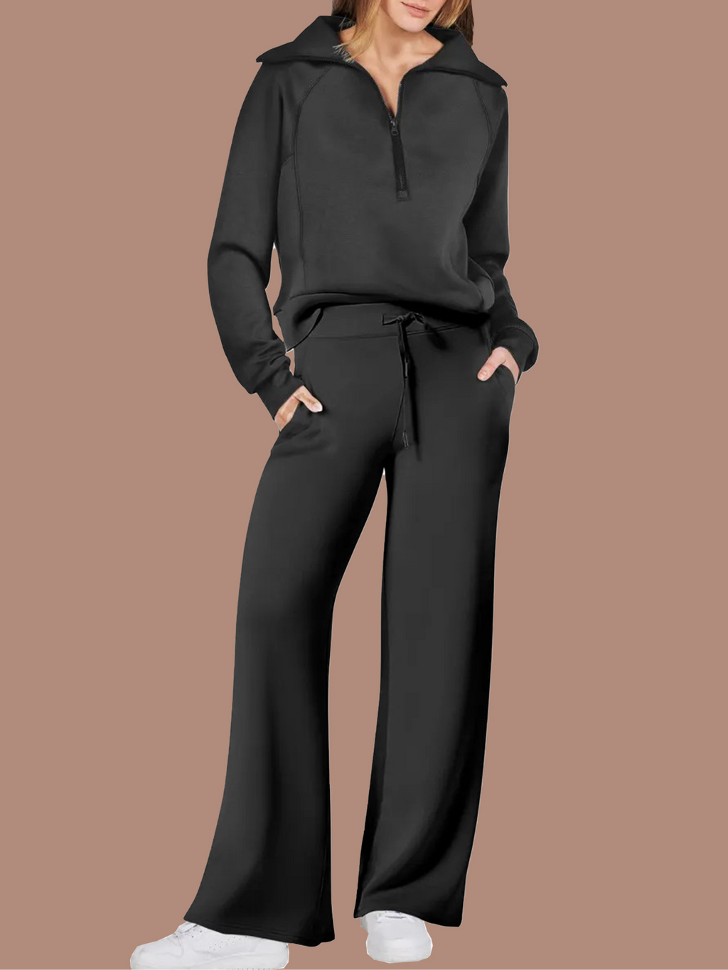 Women's Navy Collar Half Zip Suit