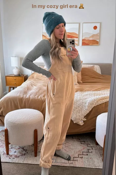 Women's Fleece Warm Overalls Loose Casual Jumpsuits