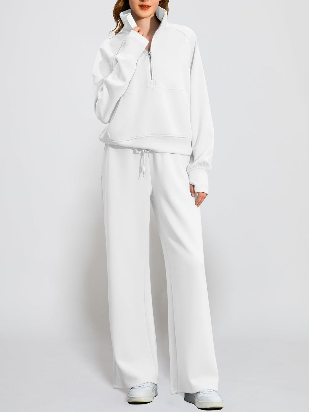 Women's Oversized Half Zip 2 Piece Sweatsuit Set