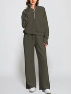 Women's Oversized Half Zip 2 Piece Sweatsuit Set