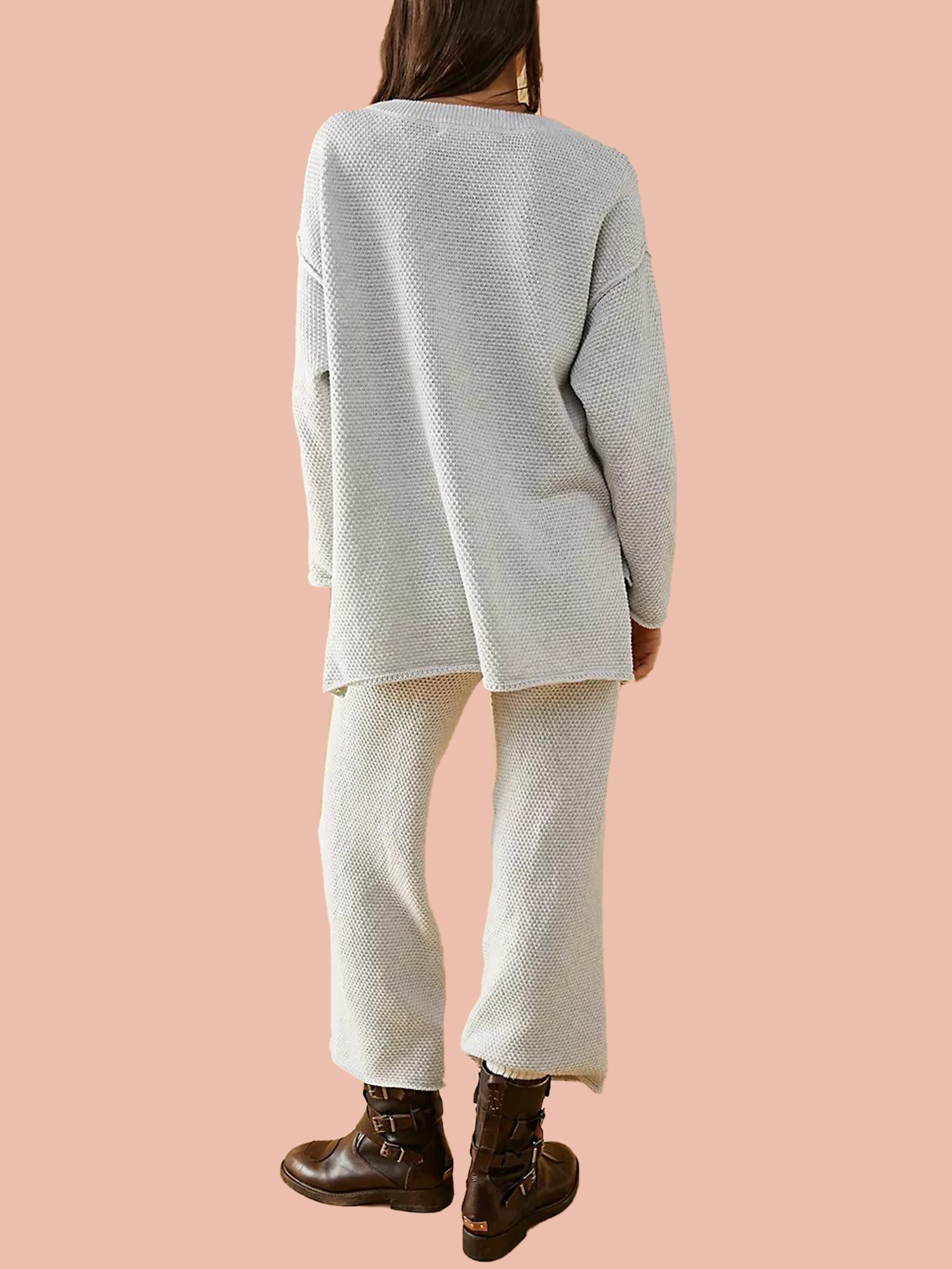 Button Knit Sweater 2-Piece Loungewear Set