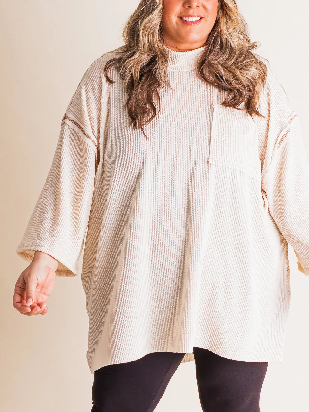 Oversize High Neck Urban Ribbed Tunic
