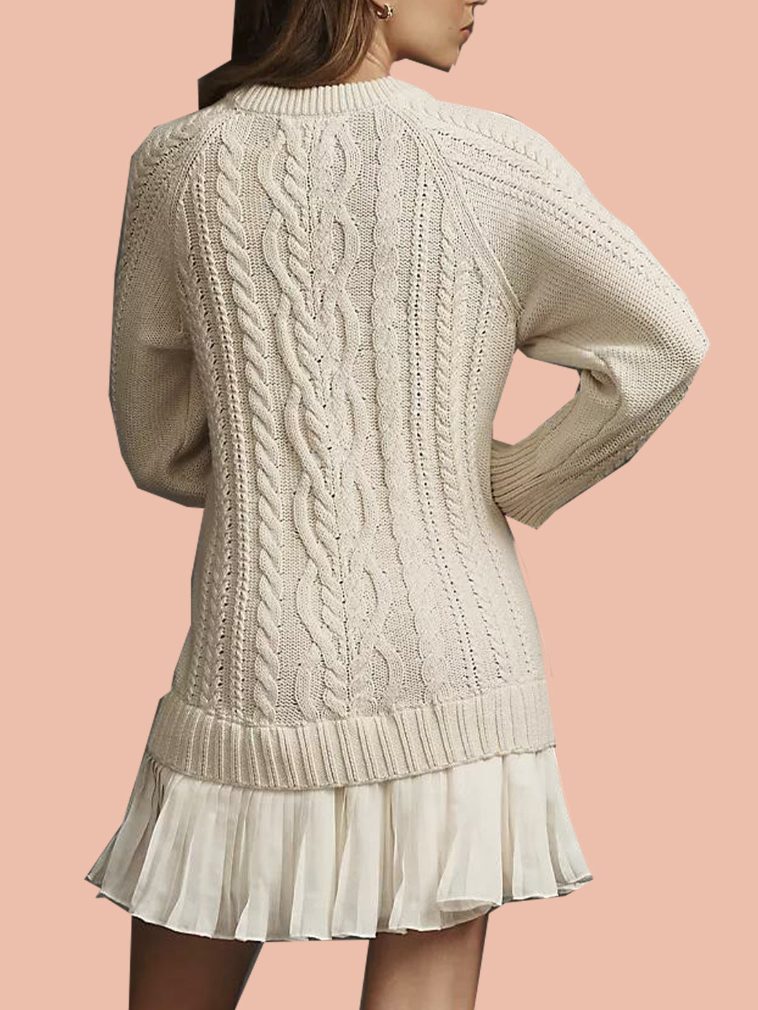 Women's Crewneck Cable Knit Sweater Mini Dress