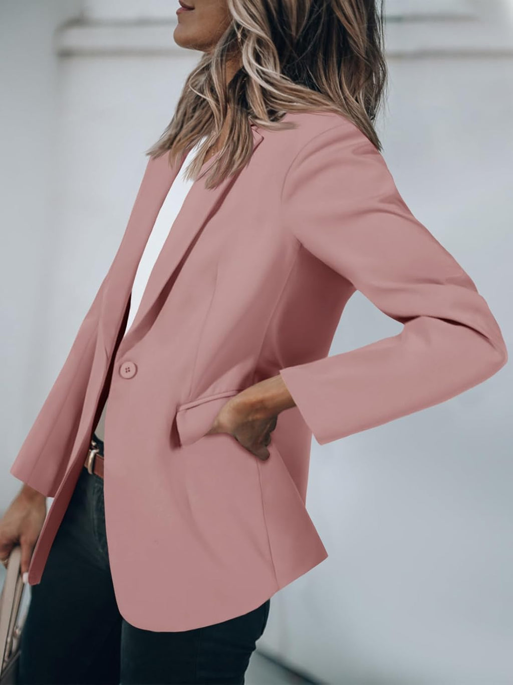 Women's Casual Button Blazer Jacket