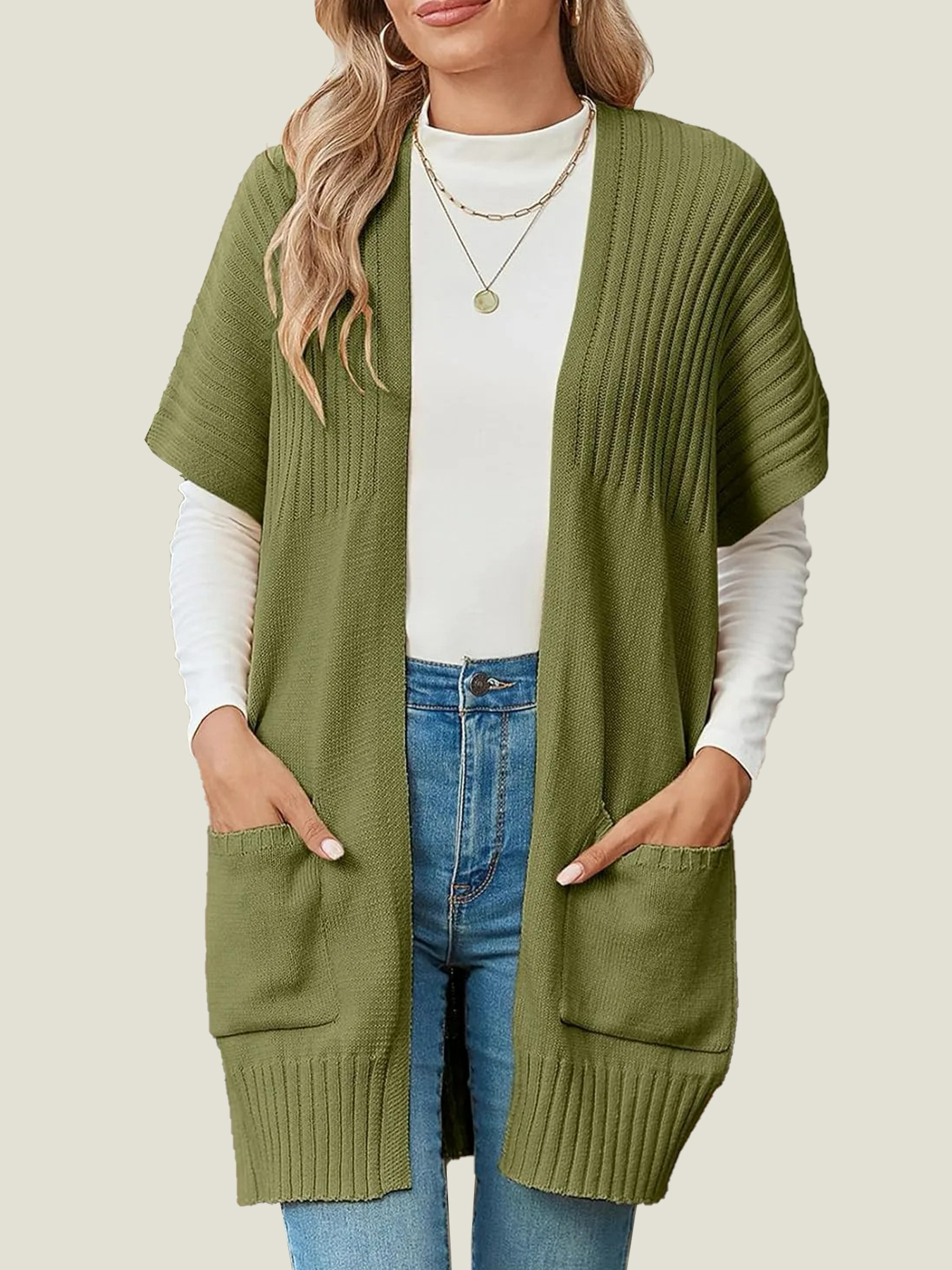 Women's Lightweight Short Sleeve Knitted Cardigan