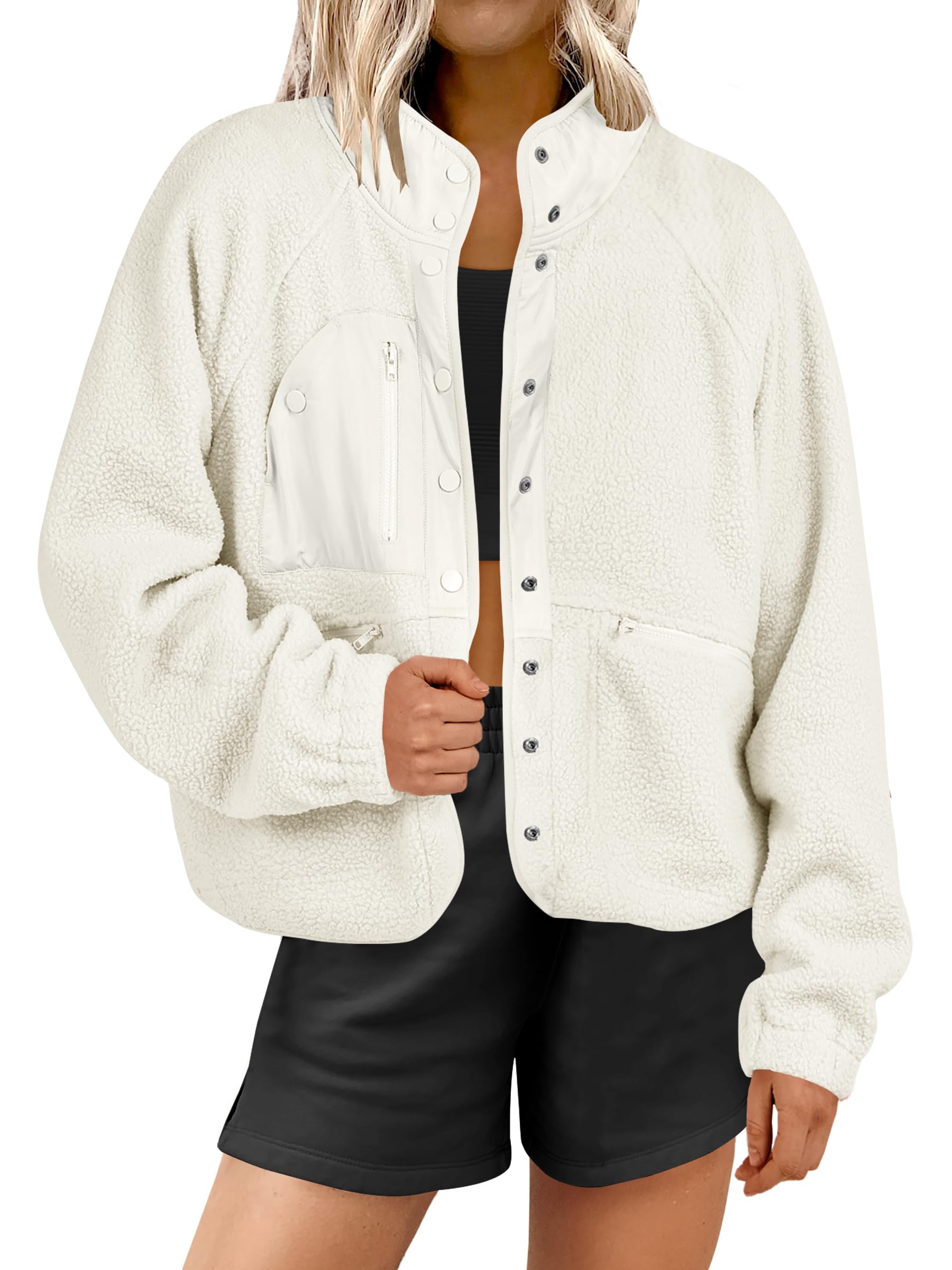 Women's  Button Down Fuzzy Fleece Jacket