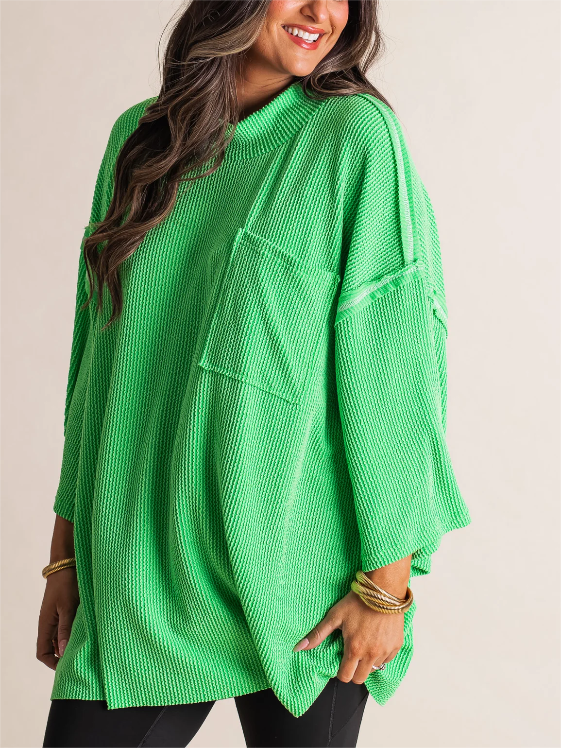 Oversize High Neck Urban Ribbed Tunic