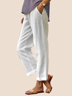 Plain Linen Cotton And Linen Loose Pants