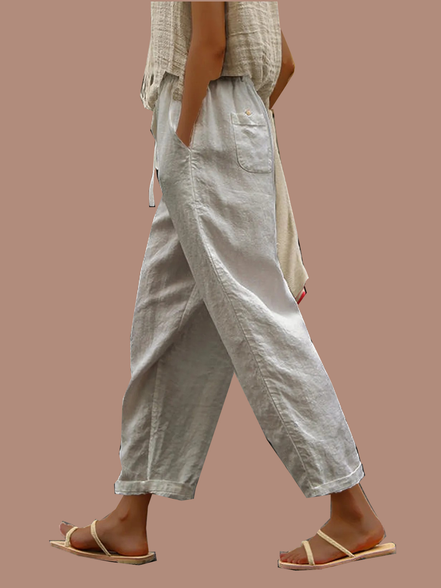 Women's Pure Color Elegant Casual Cotton Pants