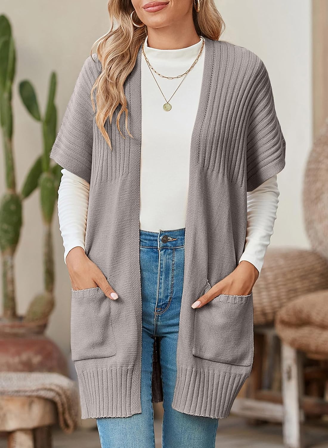 Women's Lightweight Short Sleeve Knitted Cardigan