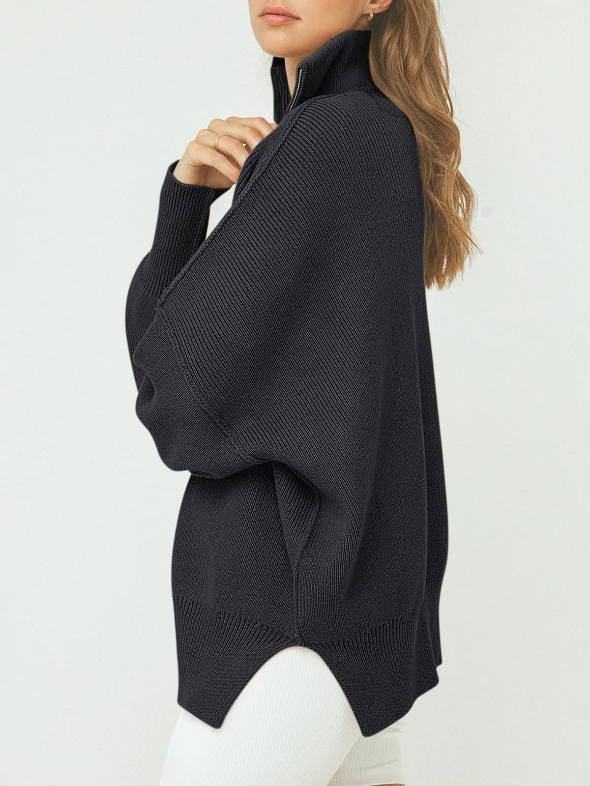 Women's Oversized Quarter Zip Sweater Pullover