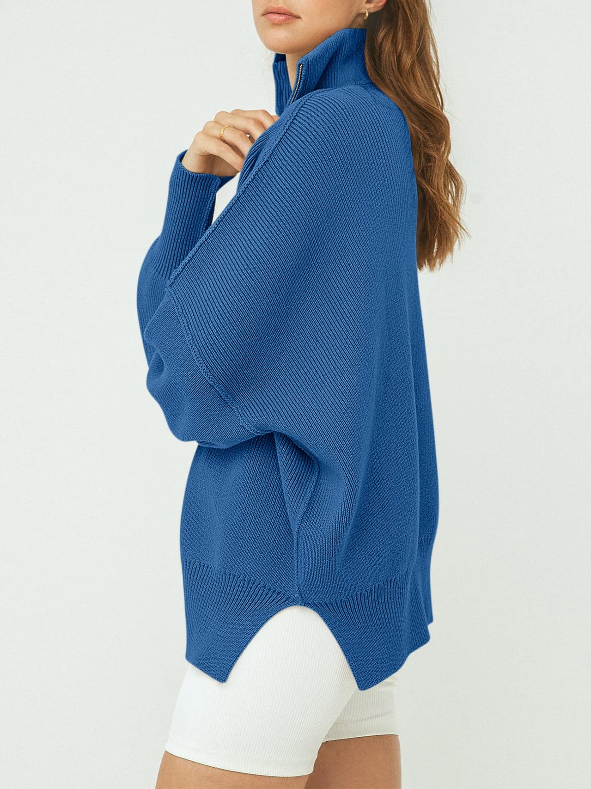 Women's Oversized Quarter Zip Sweater Pullover