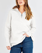 Women's Quarter Zip Rib Knit Cozy Pullover Sweaters