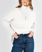 Women's Quarter Zip Rib Knit Cozy Pullover Sweaters