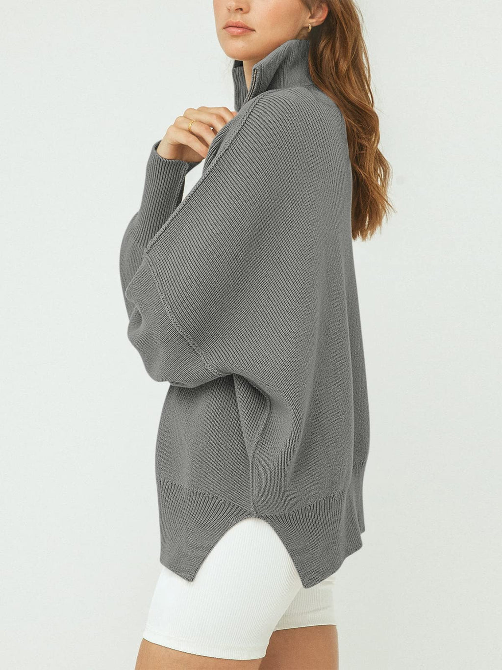 Women's Oversized Quarter Zip Sweater Pullover