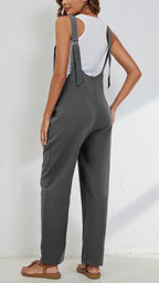 Women's Adjustable Straps Button Up Jumpsuit