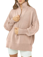 Women's Oversized Quarter Zip Sweater Pullover