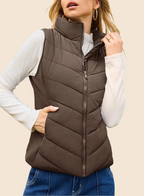 Women's Sleeveless Zip Up Stand Collar Quilted Puffer Vest