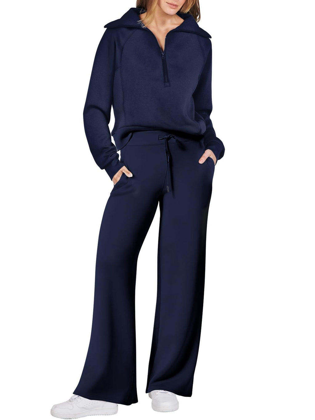 Women's Navy Collar Half Zip Suit