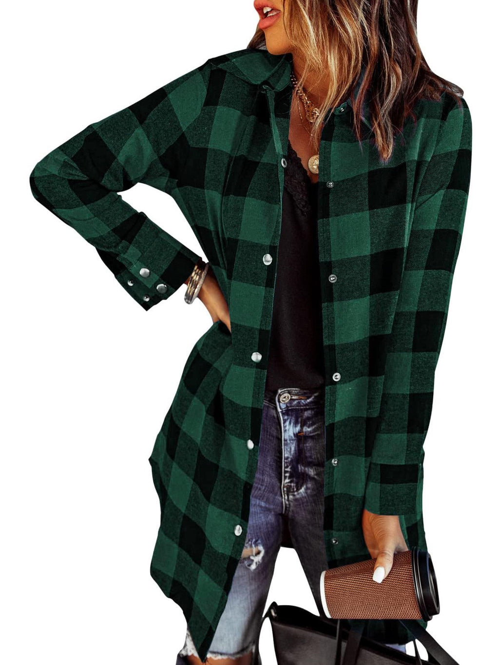 Women's Flannel Plaid Button Down Shirts