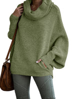 Women's Cowl Neck Pullover Sweaters with Pockets