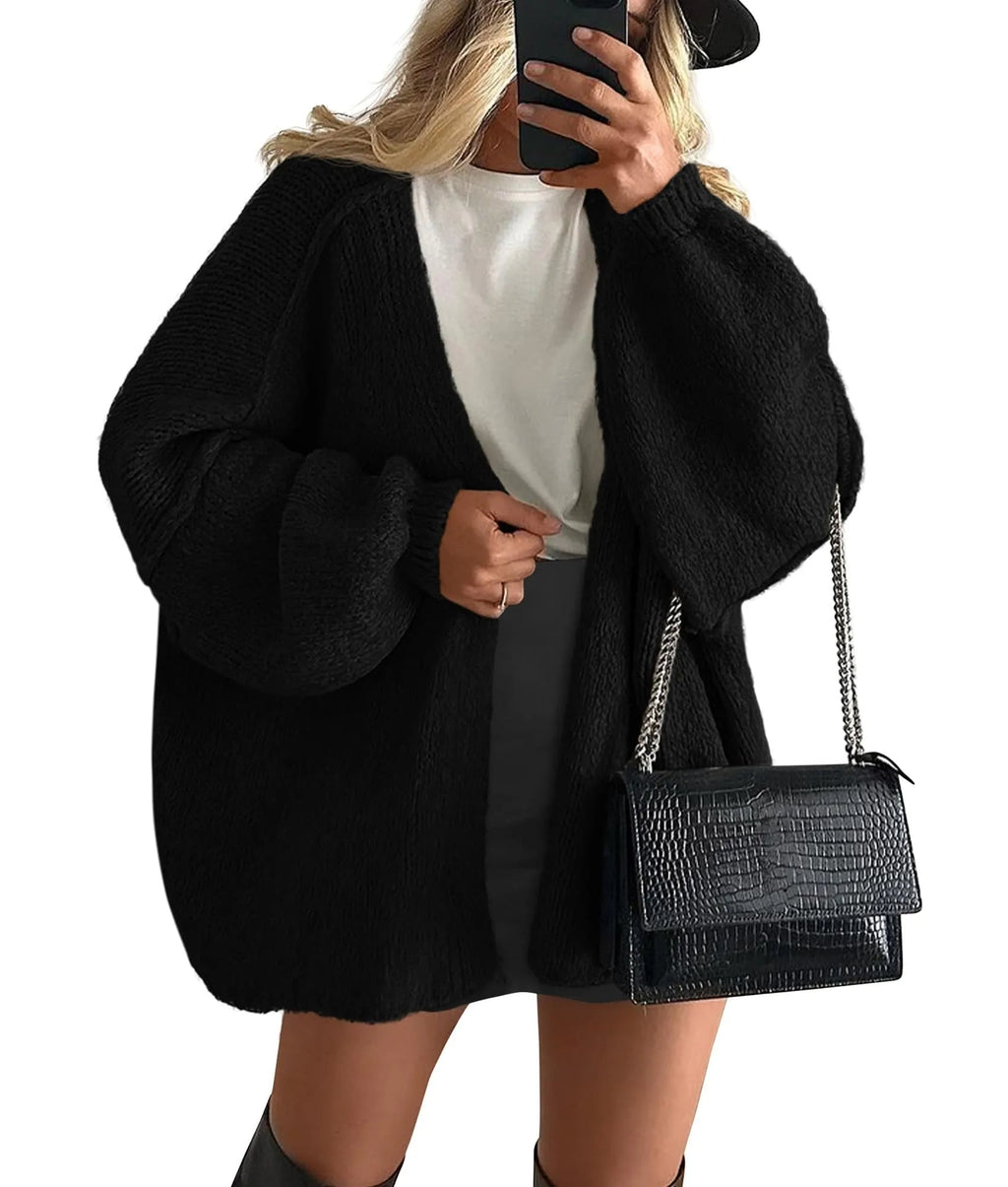Women's Oversized Lantern Sleeve Sweater Cardigan