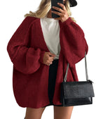 Women's Oversized Lantern Sleeve Sweater Cardigan