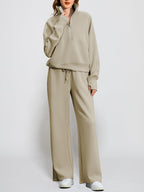 Women's Oversized Half Zip 2 Piece Sweatsuit Set