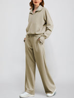 Women's Oversized Half Zip 2 Piece Sweatsuit Set