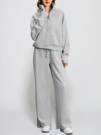 Women's Oversized Half Zip 2 Piece Sweatsuit Set
