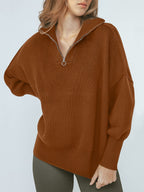 Women's Oversized Quarter Zip Sweater Pullover