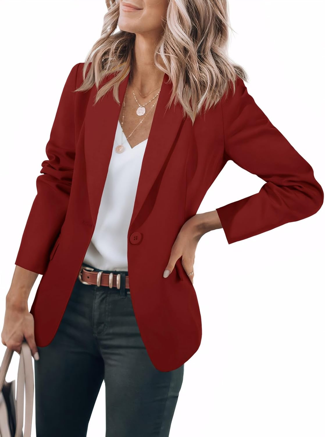 Women's Casual Button Blazer Jacket