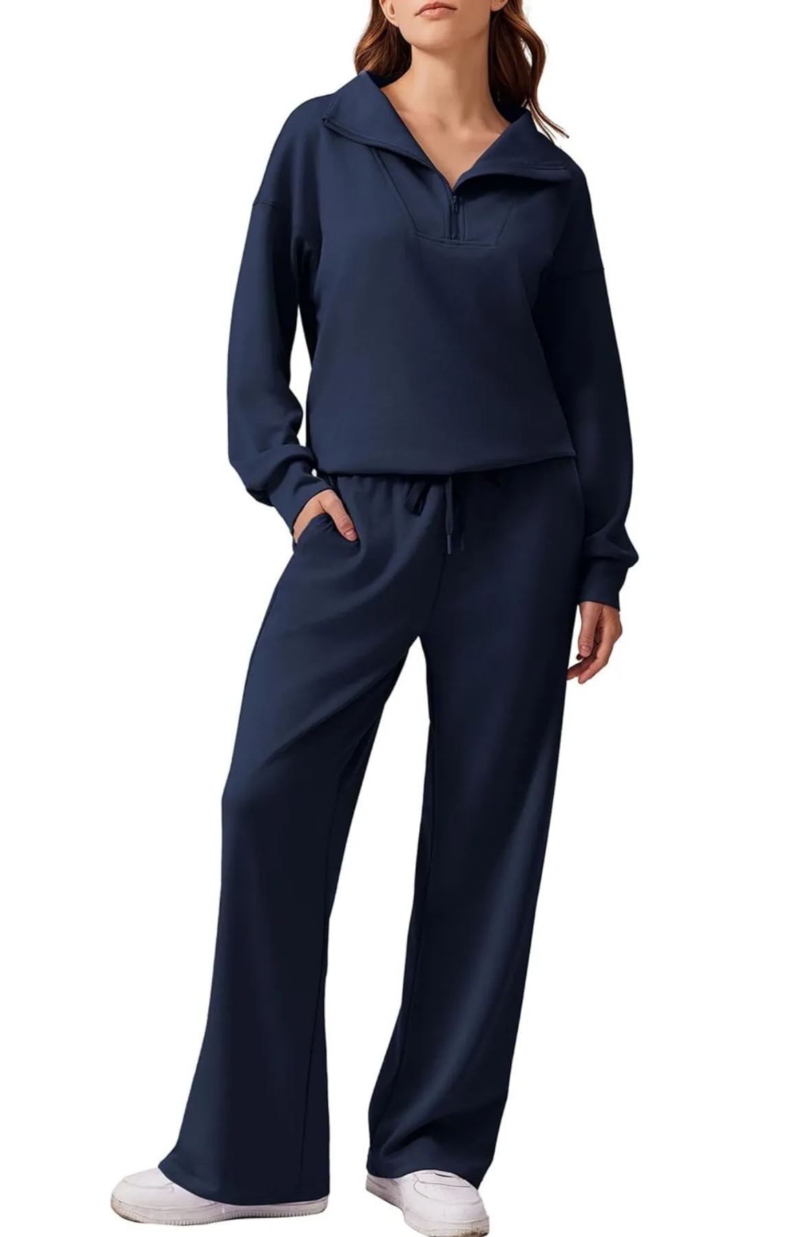 Women's Oversized Sweatshirt Wide Leg Pants Two Piece Set