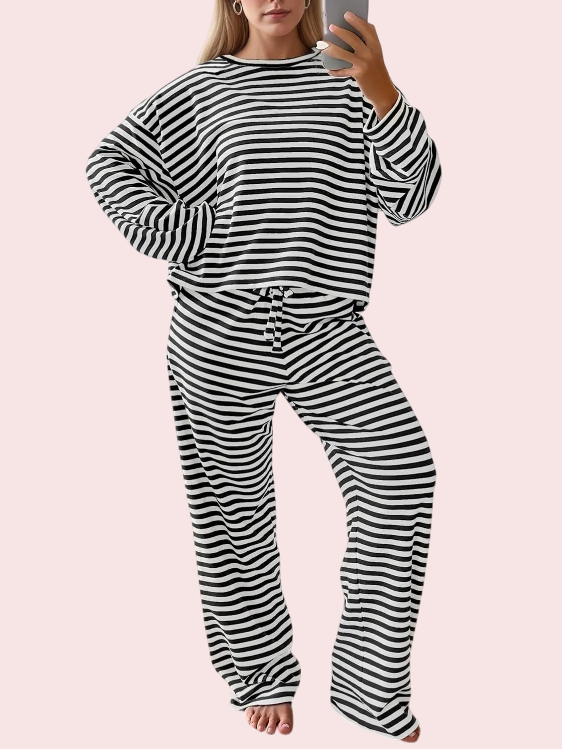 Women's Striped Casual Two-Piece Set