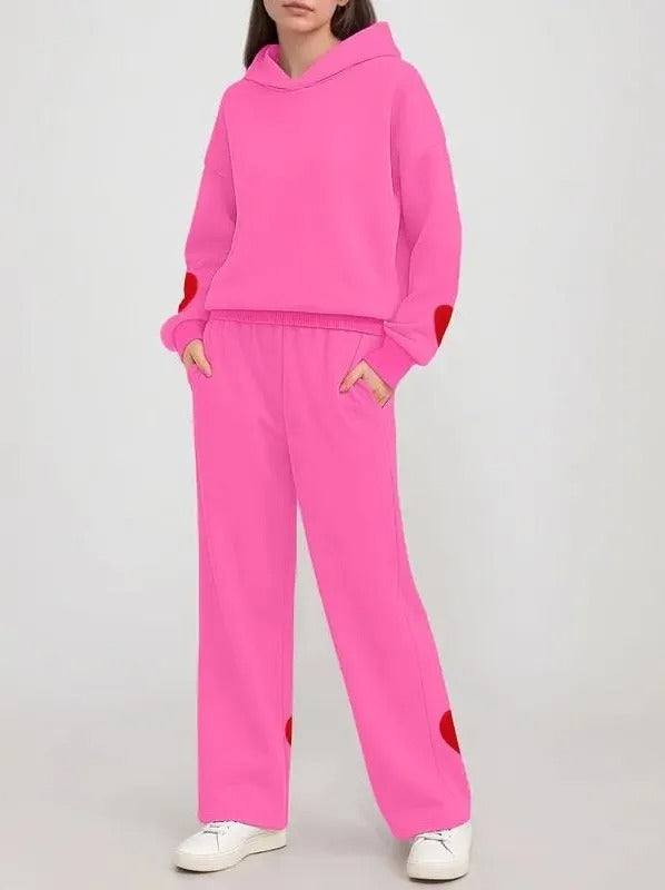 Women's Heart Patch Hoodie Set