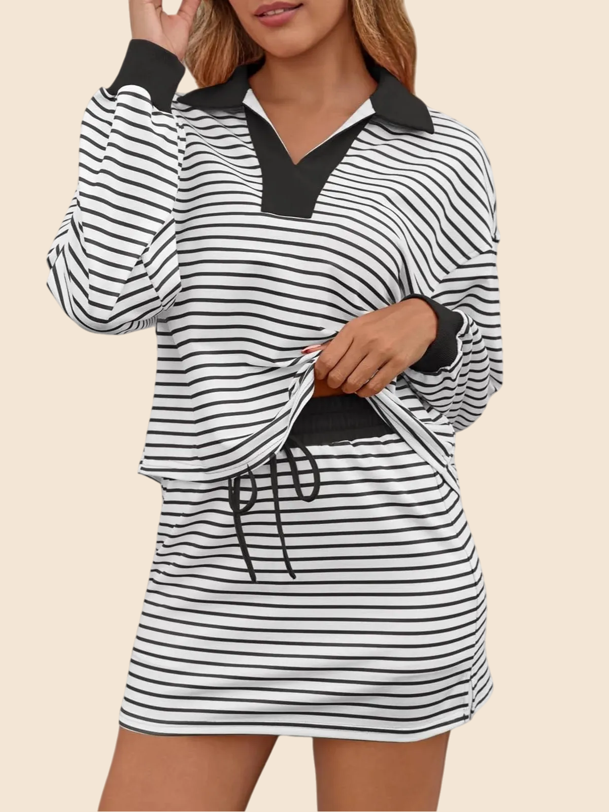Women's Casual Striped Two-Piece Set