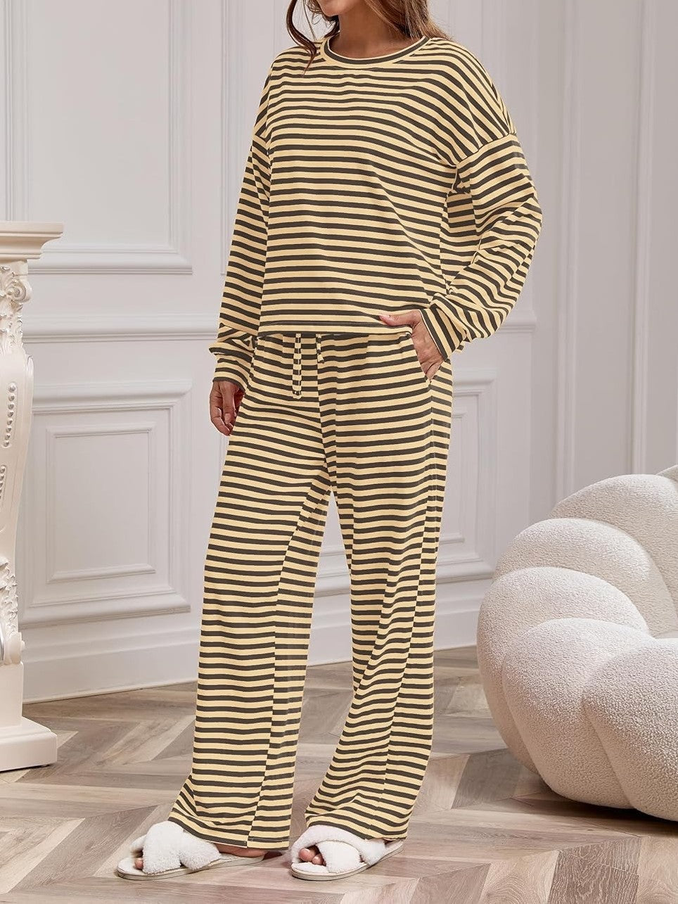Women's Striped Casual Two-Piece Set