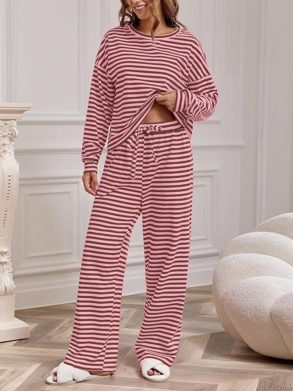 Women's Striped Casual Two-Piece Set