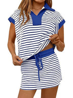 Women's Striped V-neck Two-piece set