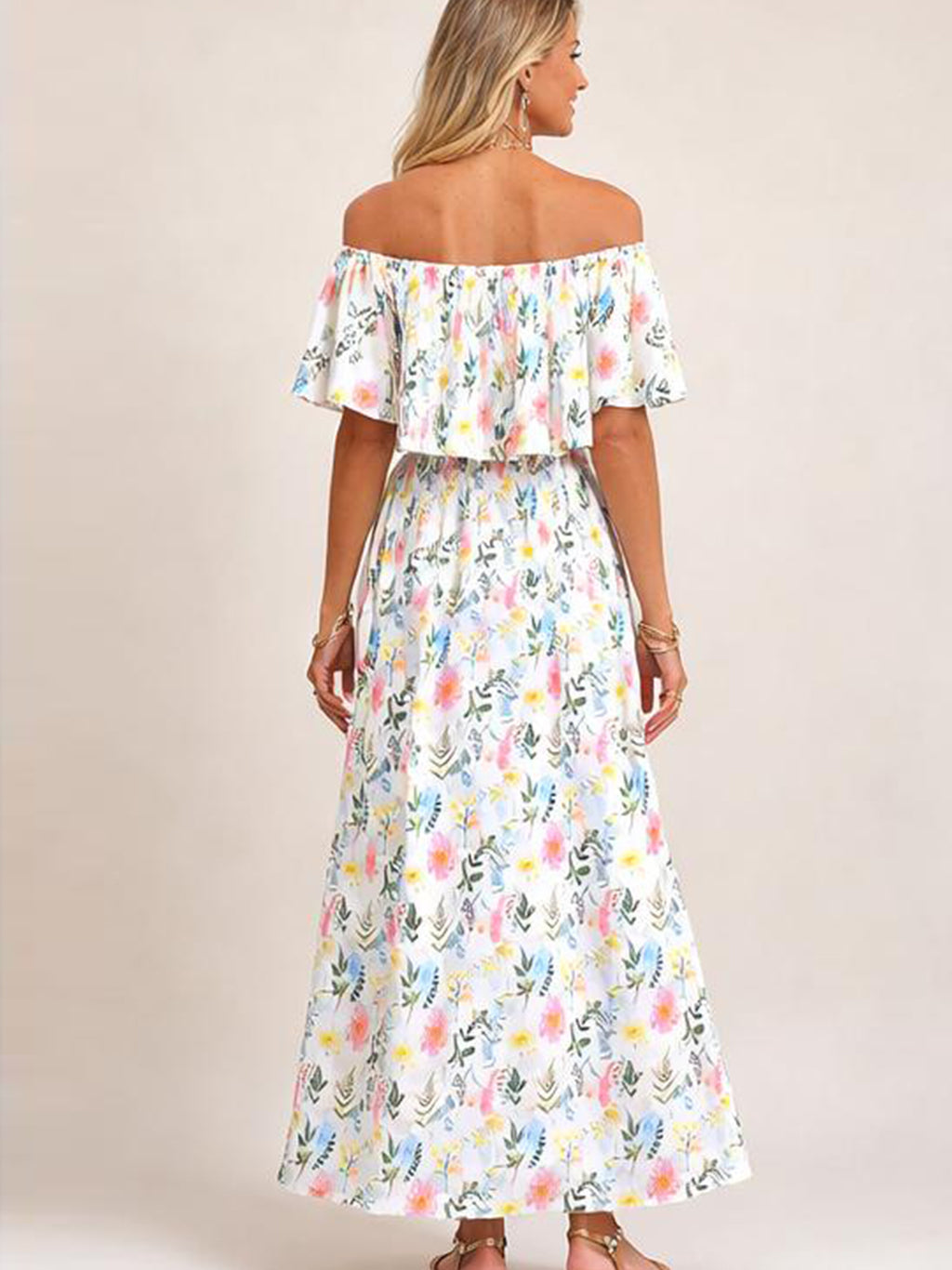 Women's Summer Floral Off-the-Shoulder Maxi Dress